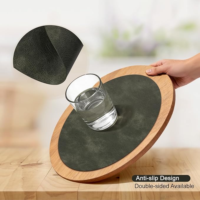 UnivoColors Placemats Round Faux Leather Placemats Set of 8-Waterproof-Wipe - Image 5