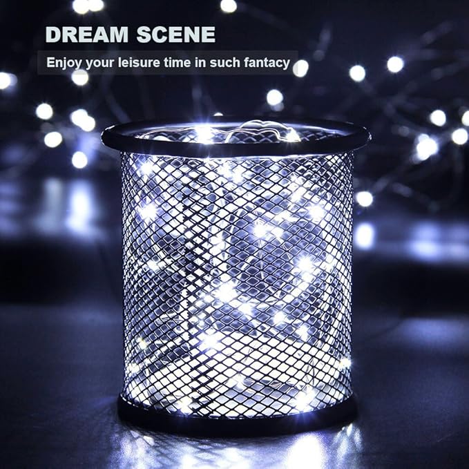 CYLAPEX 12 PCS Fairy Lights Cool White 3.3FT Silvery Copper Wire 20 LED String Lights Battery Powered, Starry String Lights Battery Operated Firefly Lights for Costume DIY Wedding Home Party Christmas