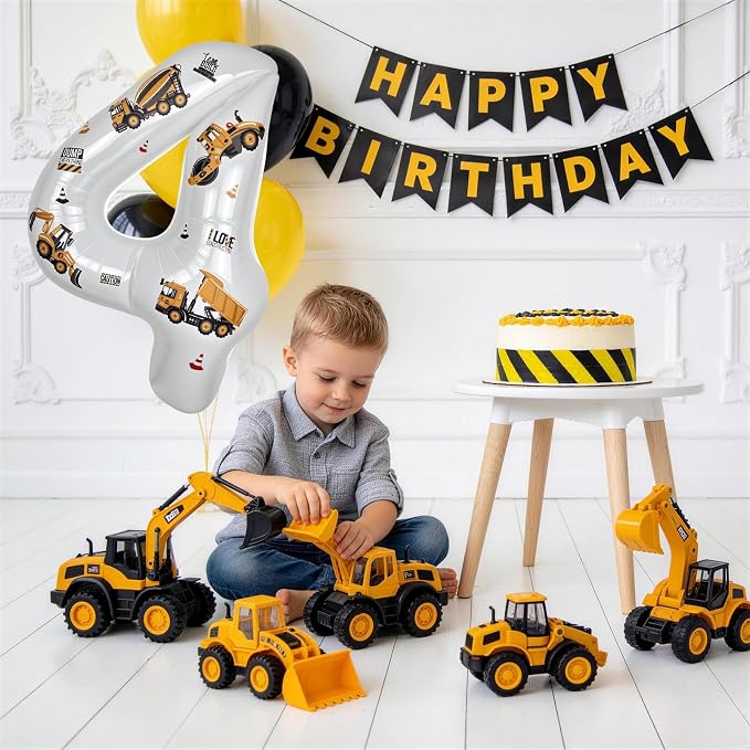 Construction Number 3 Balloon 40 Inch | White Foil Balloon - Image 4
