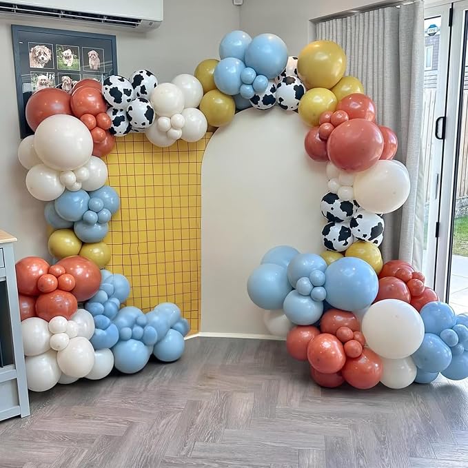 Toy Kids Balloons Arch Kit, Burnt Orange Blue Mustard Yellow Balloon Garland as - Image 2