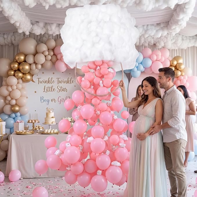 Cloud Gender Reveal Balloon Drop Box, Baby Shower Hanging Ornament | Twinkle - Image 7