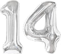 14 Balloon - Silver Birthday Number Balloons, 40 Inch Decorations Men Women | by ALPHADELTAPI