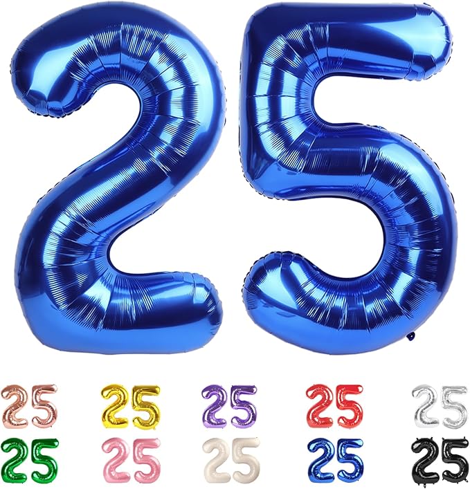 25 Balloon Numbers Foil 40Inch for 25th Birthday Decorations, Dark Blue | 40In by Mluchee