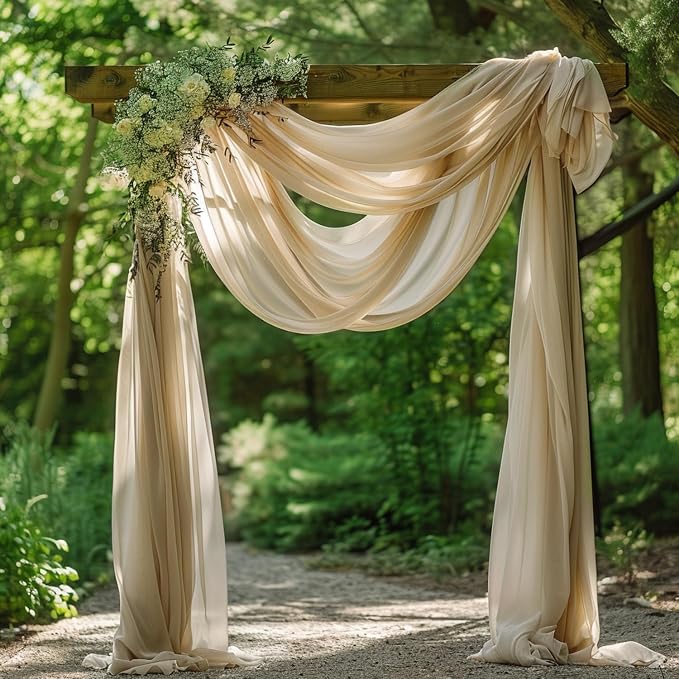 Wedding Arch Draping Fabric Backdrop Drapes 3 Panels, Champagne | 28.7"x20FT - Image 3