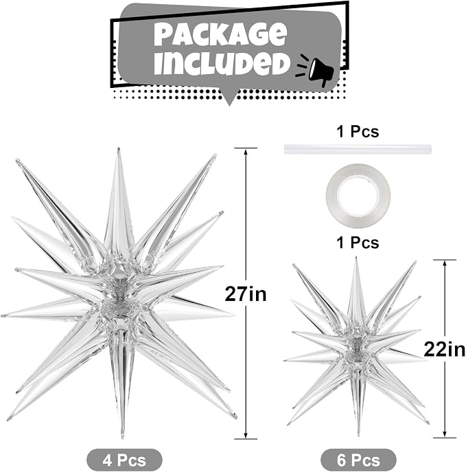 10 Pcs Star Balloons Explosion Balloons Foil Cone Balloon Magic - Image 2