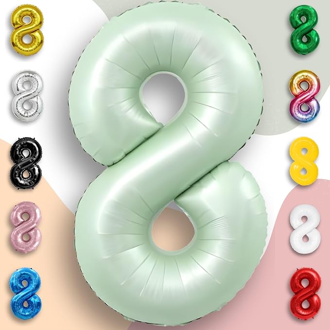 Green Number Balloon 8 Mylar Foil Balloons 32 inch - Image 4