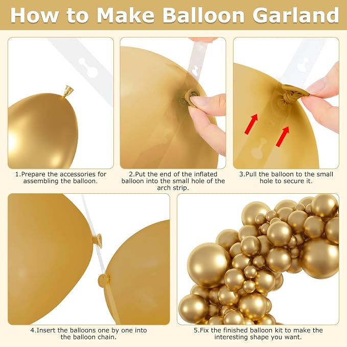 Amandir 153pcs Metallic Gold Balloons Arch Garland Kit Different Sizes | 18 12 - Image 4