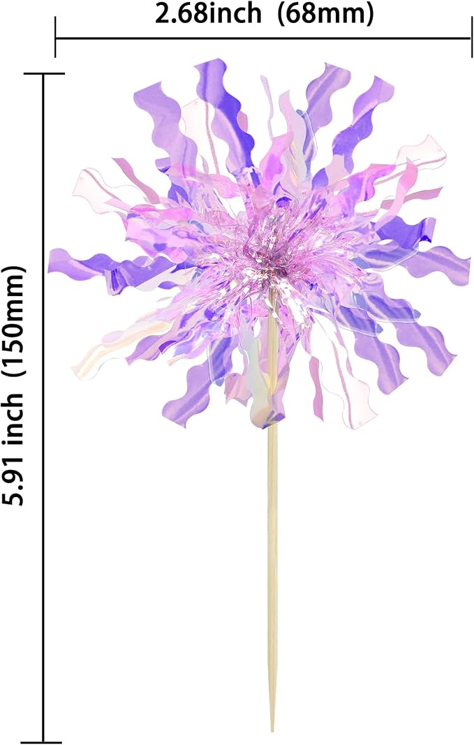 Gyufise 30Pcs Foil Firework Cupcake Toppers Happy Birthday Cake Toppers Tinsel - Image 2