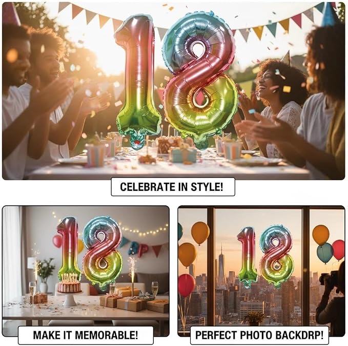 Number 18 Balloon Foil Mylar Balloons - Image 2