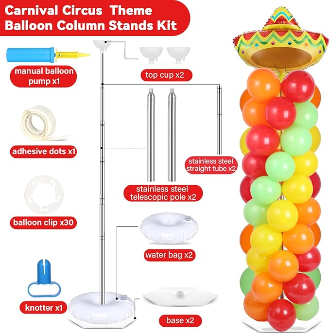 2 Sets Mexican Fiesta Balloon Column Stand Kit - Image 2