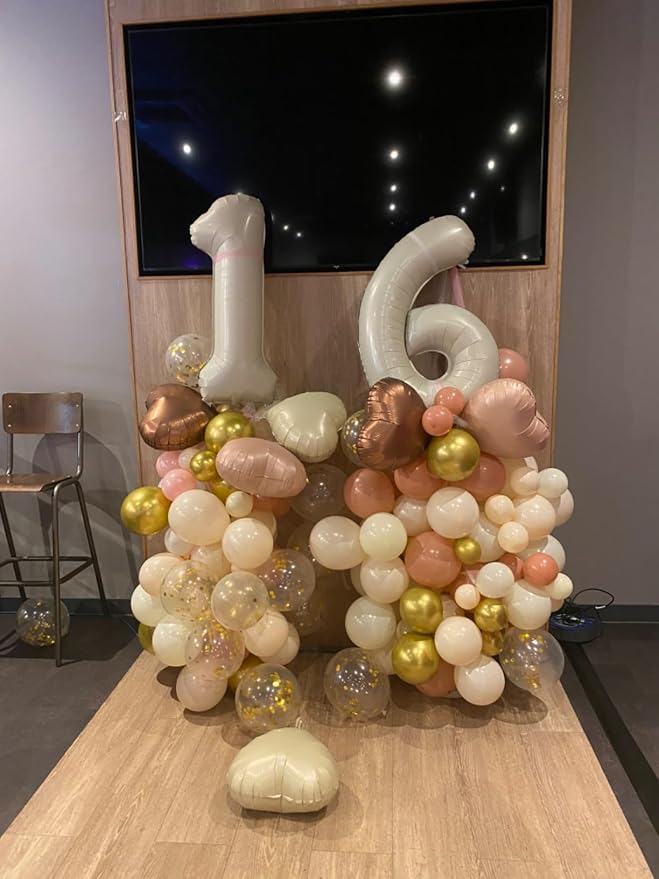 16 Balloon Numbers 40Inch for 16th Year Old Birthday Decorations, Cream | 40In - Image 3