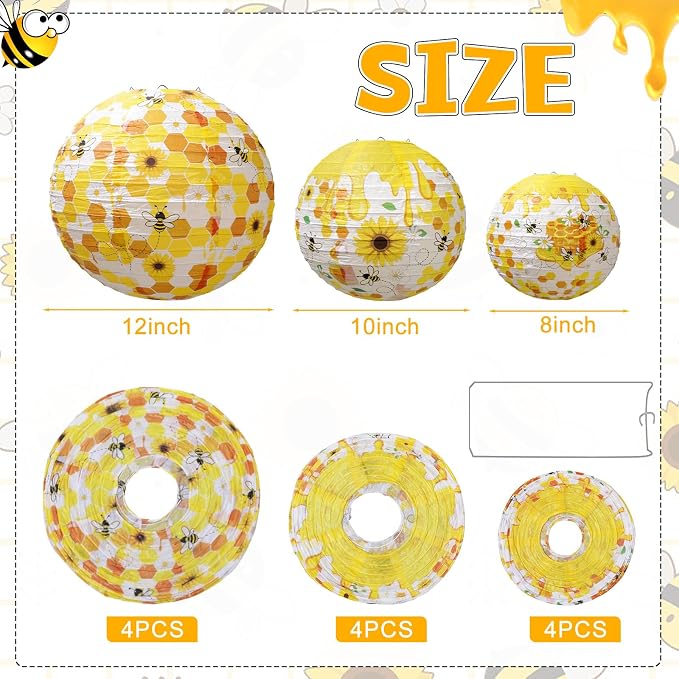 Baquler 12 Pcs Paper Lanterns Party Decorations, Hanging Paper Lanterns in 3 - Image 2
