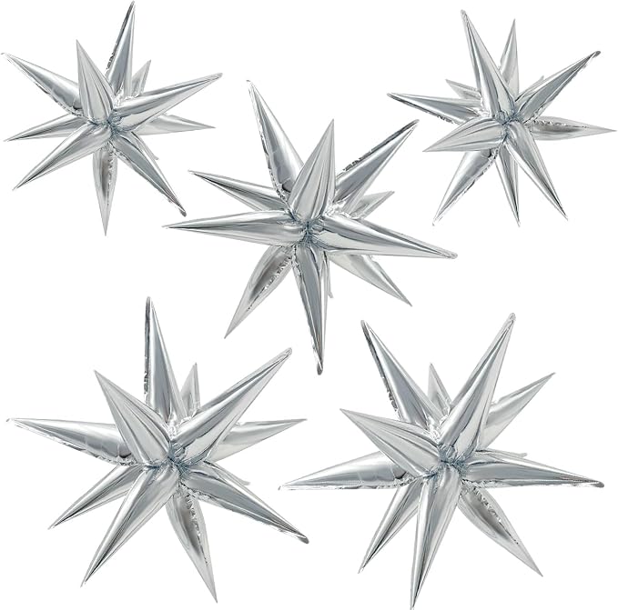 60Pcs Silver Star Balloons Birthday Decorations Explosion Mylar Balloons 12 by BOMSI
