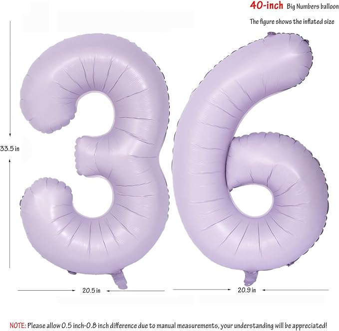 40 In Matte Purple Number Balloons Helium Foil Mylar Balloon Digital 36 | - Image 2