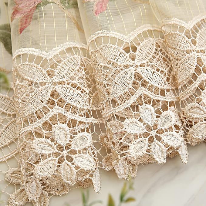 1pc Luxury Peony Embroidery Thermal Insulated Curtain Drape - Image 6