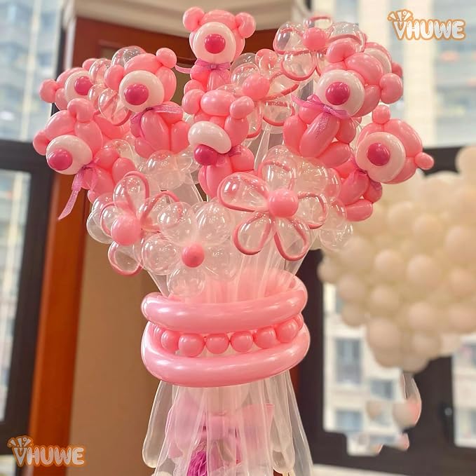 260 Balloons Pink, Thickened 100 Pack Long Balloons Twisting Skinny Magic - Image 3