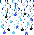 BEISHID Black Blue Stars Hanging Swirls Pre-Strung Stars Hanging Decorations by Beishida