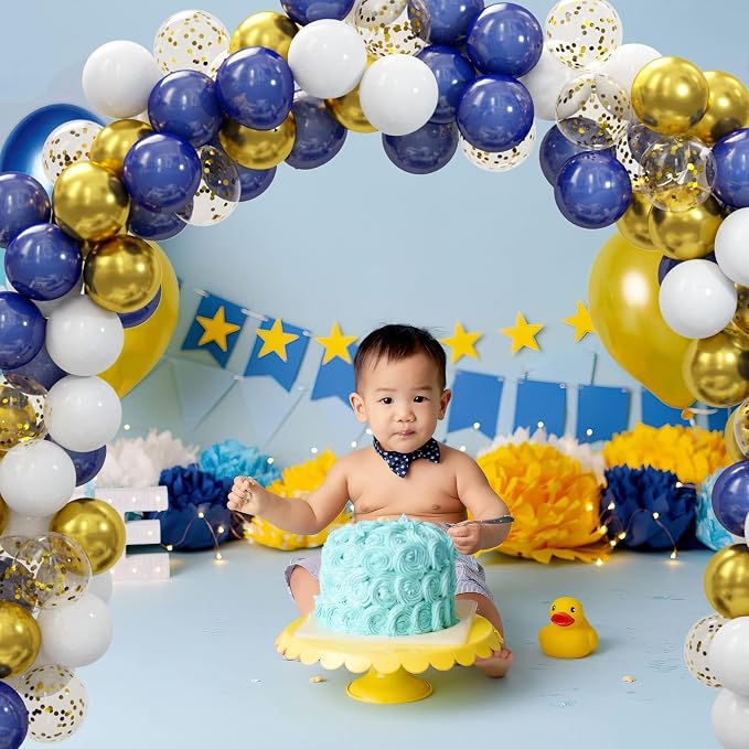62pcs Gold Navy Blue Balloons Kit - Image 2