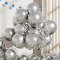 RainbowQ Metallic Silver Balloons 55Pcs 12 Inch Confetti Helium | Chrome Silver by RainbowQParty