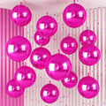 14 Pcs Hot Pink Round Foil Balloons 22/15/10 4D Ball Balloons Metallic Pink by Froova