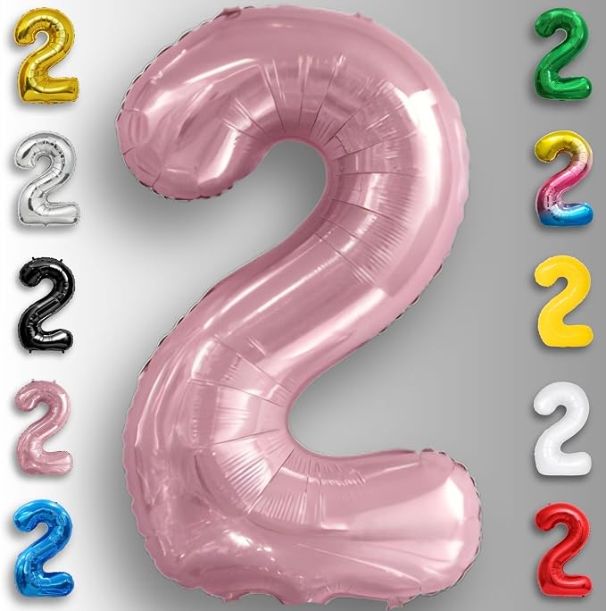 Pink Pearl Number Balloon 2 Mylar Foil Macaron Balloons 16 Inch - Image 6