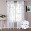 Tollpiz Leaves Sheer Curtains Grey Leaf Embroidery Living Room Curtain Rod by Tollpiz