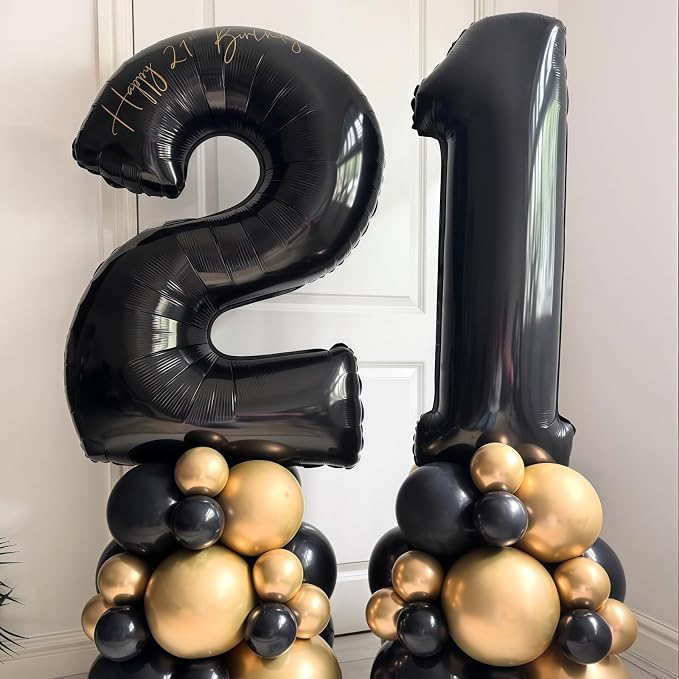 Black 16 Balloon Number, 40 Inch Number 16 Balloon Large Black Foil Mylar - Image 3