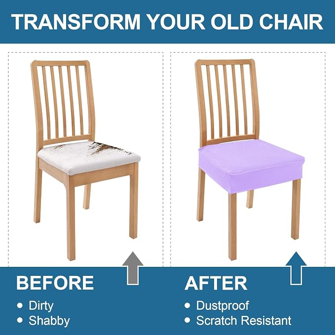 Smiry Waterproof Seat Covers for Dining Room Chairs, No Rear Covers | Stretch - Image 7
