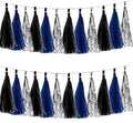We Moment Black Navy Blue and Silvery Tissue Paper Tassels Party Tassel Garland by We+Moment