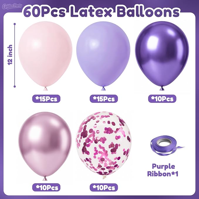 Pink Purple Balloons, Light Pink Purple Balloon - Image 2