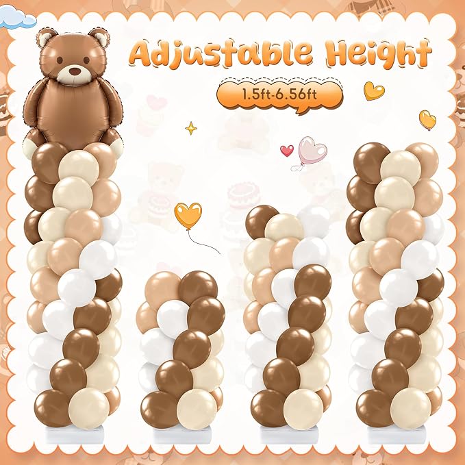 Kasyat 2 Set Bear Balloon Column Stand Kit Bearly Baby Shower Balloon Arch Kit - Image 5