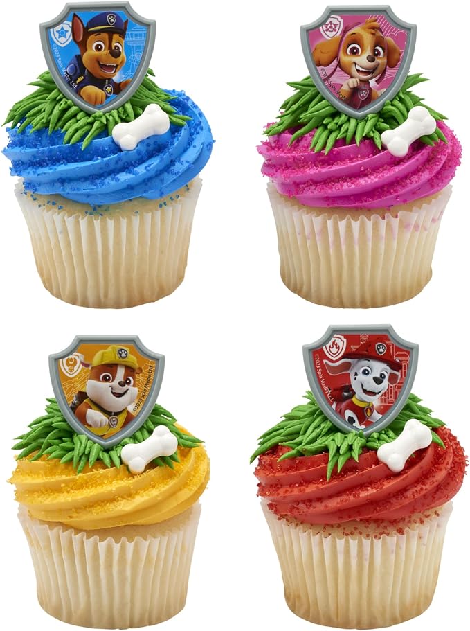 DecoPac Paw Patrol Reporting For Duty Rings, Cupcake Decorations Featuring Chase - Image 8