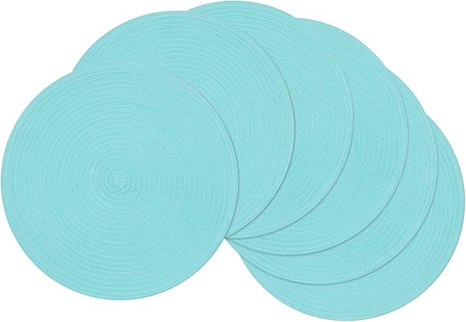 SHACOS Round Placemats Set of 6 Washable 15 inch Round Table Mats Cotton by SHACOS