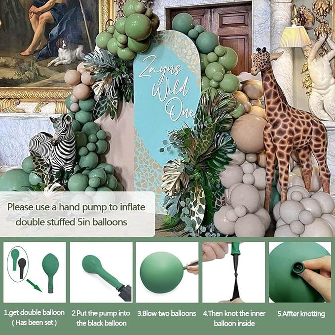 Sage Green Brown Balloon Arch Kit Double Stuffed Dusty Olive Green Tan White - Image 8