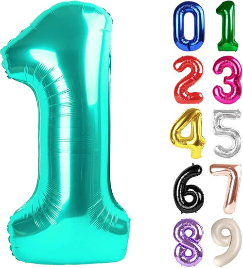 1 Balloon - Teal Birthday Number Balloons, 40 Inch Decorations Men Women | Teal by ALPHADELTAPI