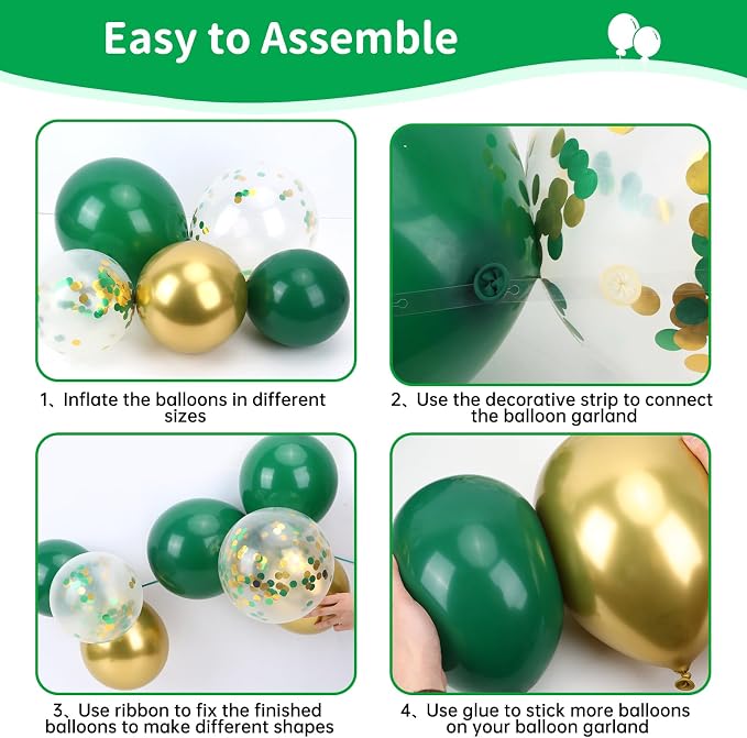 RUBFAC 2026 Graduation Decorations Green and Gold Balloon Garland Arch Kit - Image 3