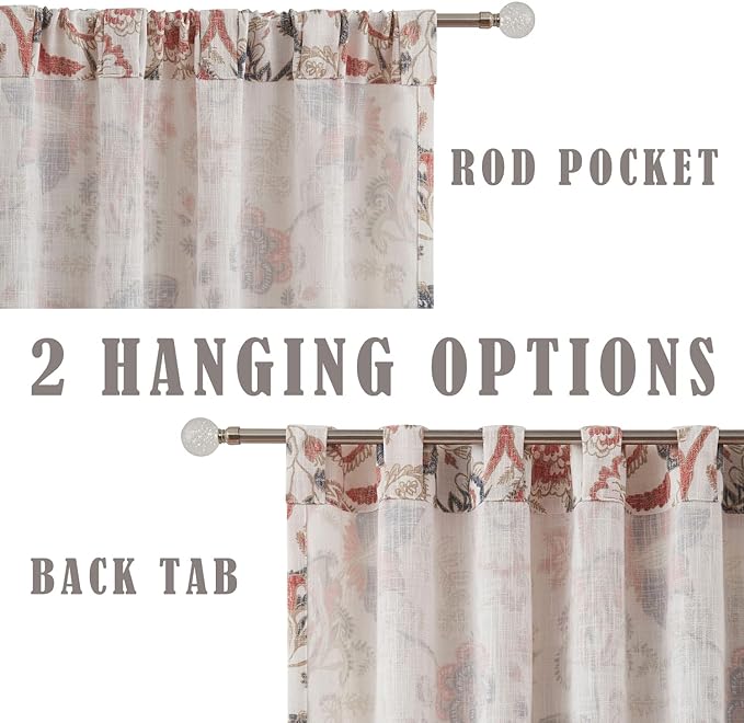Kayne Studio Navy Red Floral Botanical Rod Pocket Light Filtering Curtains | - Image 4