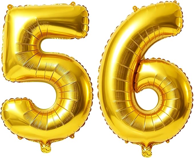 40 Inch Number 56 Balloons for 56th Birthday Party Decorations, 0-100 Gold by FOBELEC