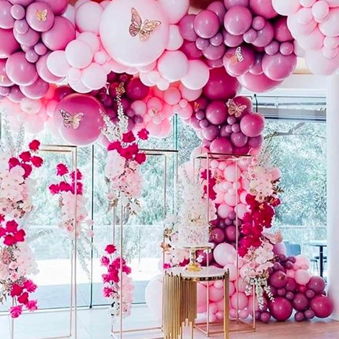 PartyWoo Hot Pink Balloon Arch Kit 140pcs Metallic Pink Balloons | Magenta - Image 6