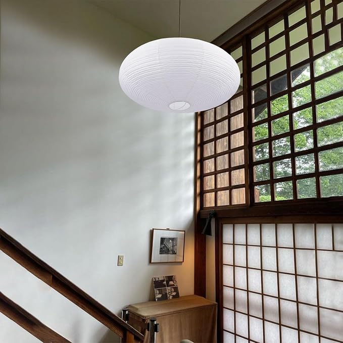 White Oval Paper Lanterns, 22in Large Hanging Paper Lantern Shade, 2 Pack | - Image 8