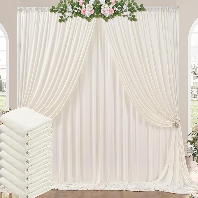 40ft x 10ft Wrinkle Free Ivory Backdrop Curtains by ENJOYYOURPARTY