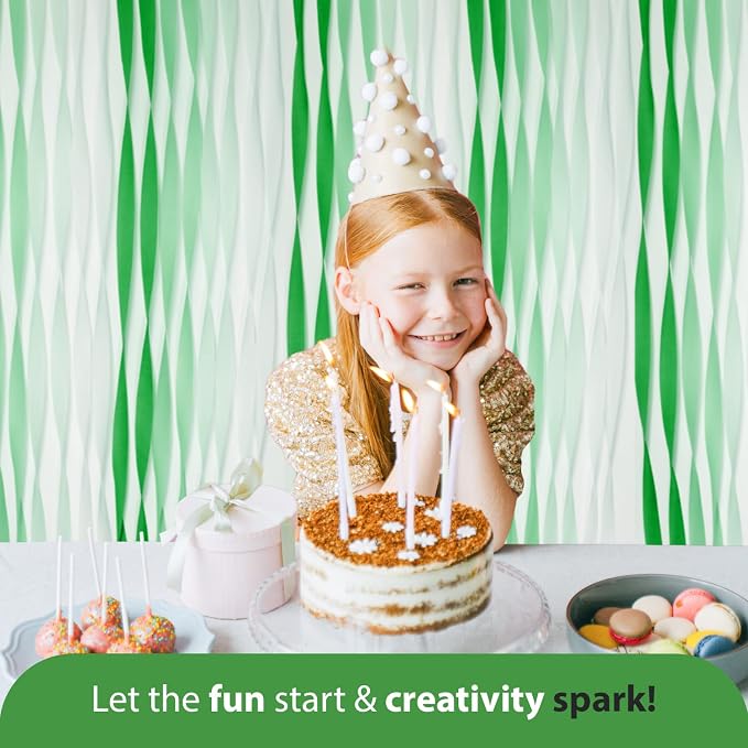 8 Green Streamers with White, 656ft Pack of Crepe Paper Party Decorations | - Image 7
