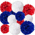 BRZIKWT 12 Pcs Red White and Blue Tissue Paper Pom Poms by Unknown