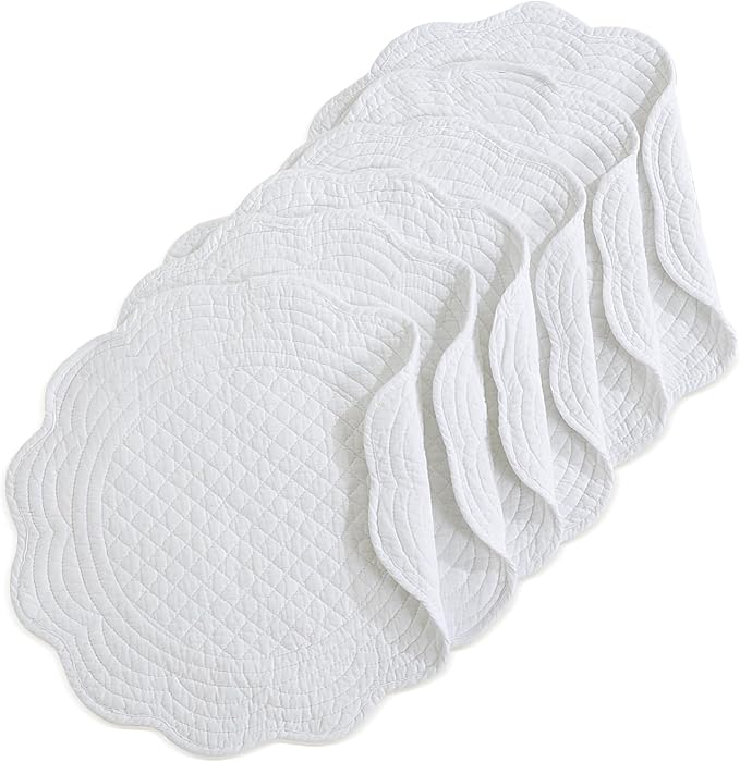 HOMBYS Quilted Placemats Set of 6 Washable Round Placemats by HOMBYS