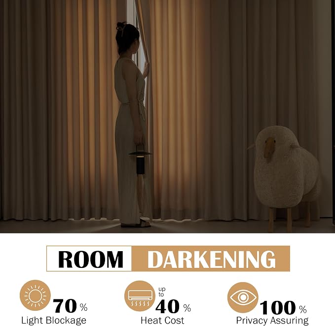Beauoop Beige Velvet Curtains for Bedroom Living Room 52x108 2 Panels | Soft - Image 3
