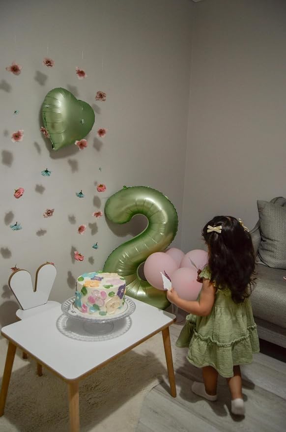 40 Inch Green Number Balloon 7 Olive Green Foil Balloon Sage Green 7 Balloons - Image 3