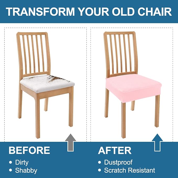 Smiry Waterproof Seat Covers for Dining Room Chairs, No Rear Covers | Stretch - Image 7