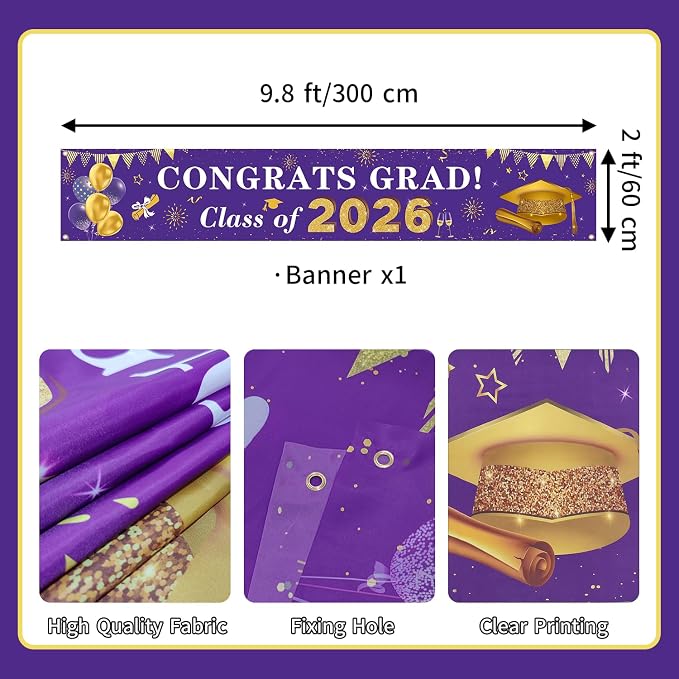 2026 Graduation Decorations Congrats Grad Class of 2026 Banner - Image 2