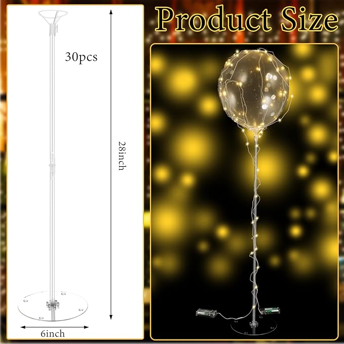 Liliful 30 Sets of Balloon Stand Kit and LED Fairy Lights Centerpieces Include - Image 2