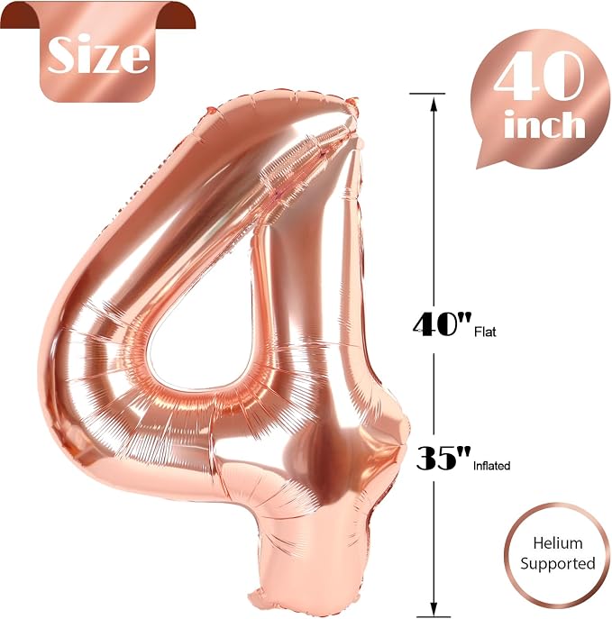 Rose Gold Number 4 Balloon 40 Inch - Image 5